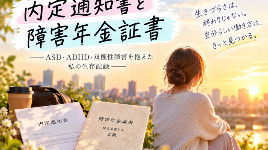 大企業の内定通知書と、障害年金2級の証書。――ASD・ADHD・双極性障害と生きた30年間